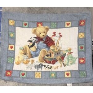 Vintage‎ Baby Quilt Teddy Bear Noah’s Ark Blanket 32x42 Springs Industries USA